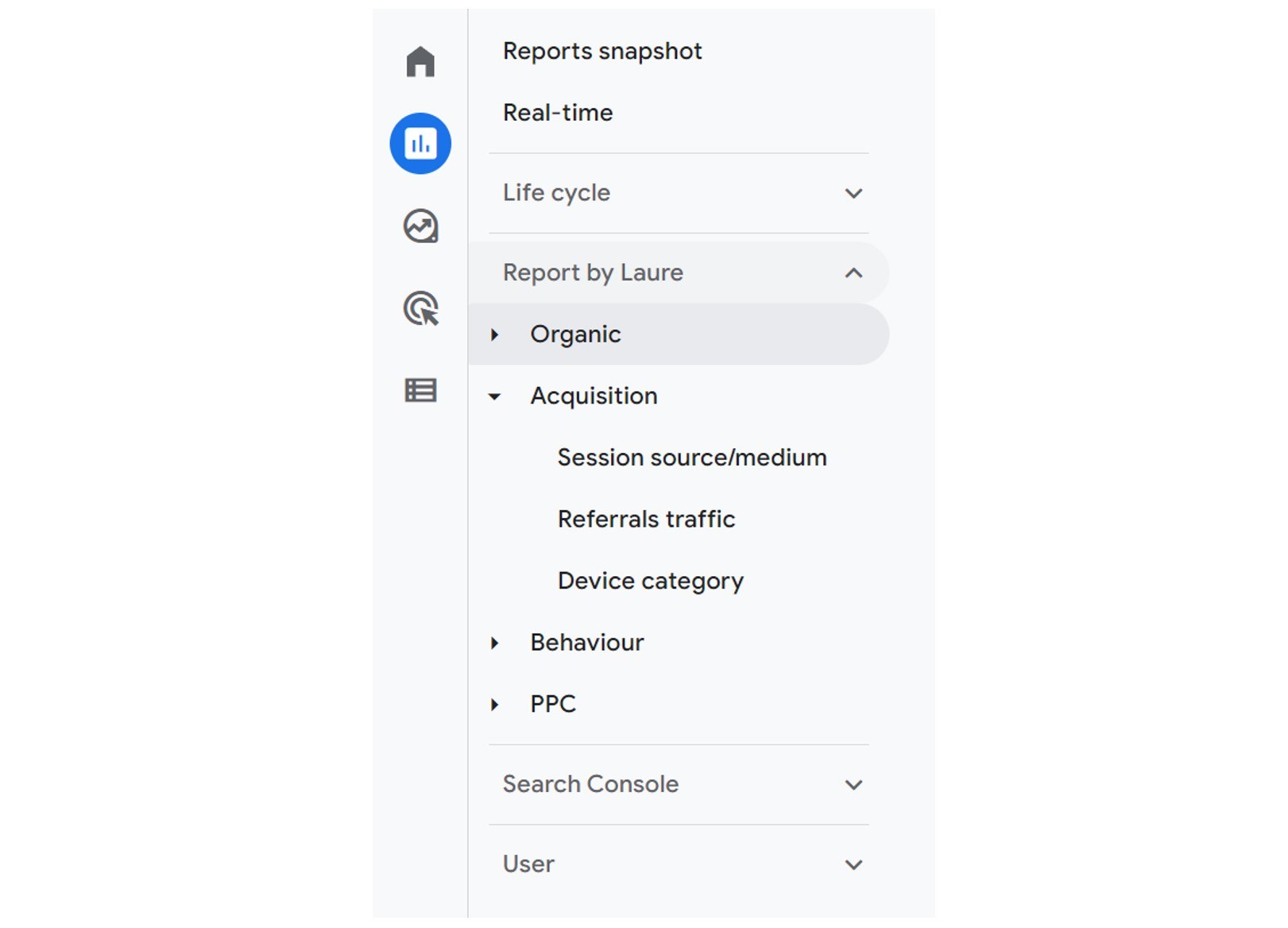 Google analytics 4 report customisation menu2 image