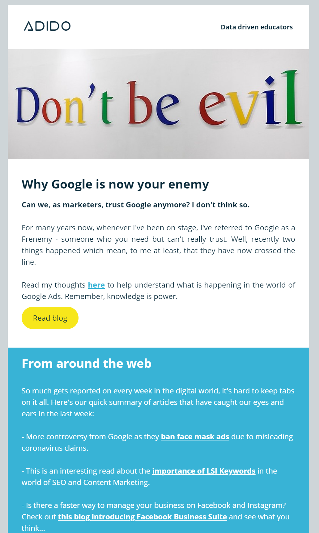 Google is your enemy newsletter image