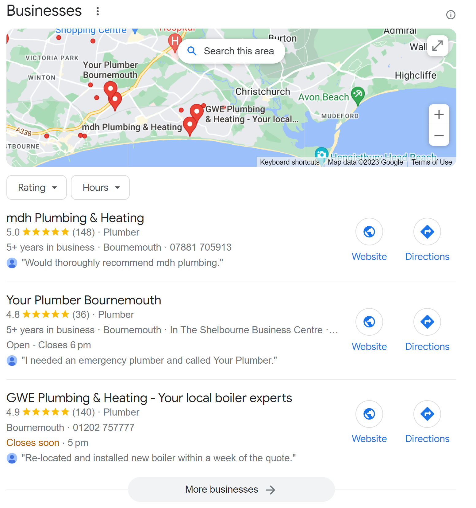 Google local pack example image