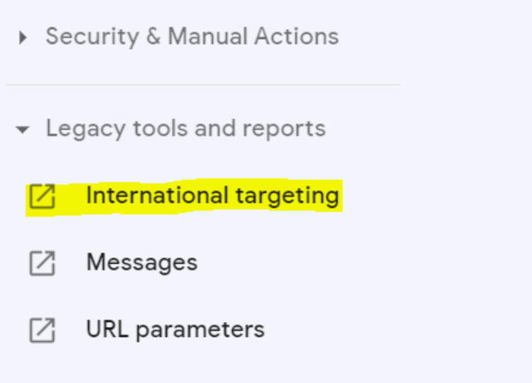 Google search console international targeting image