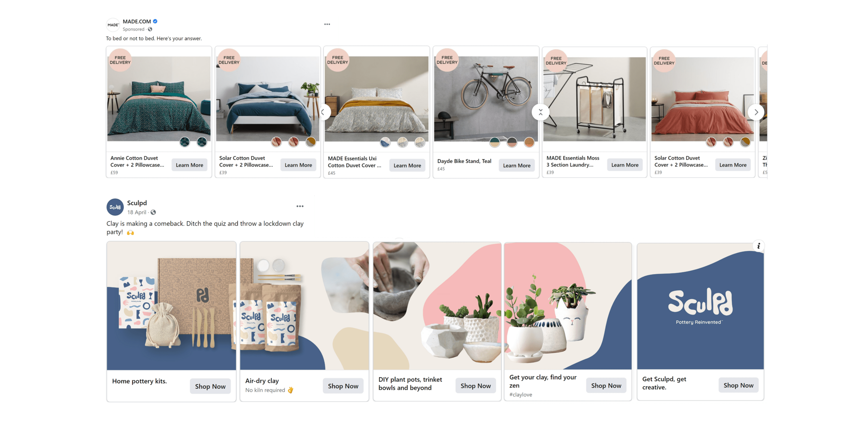 Social ecommerce carousel example image