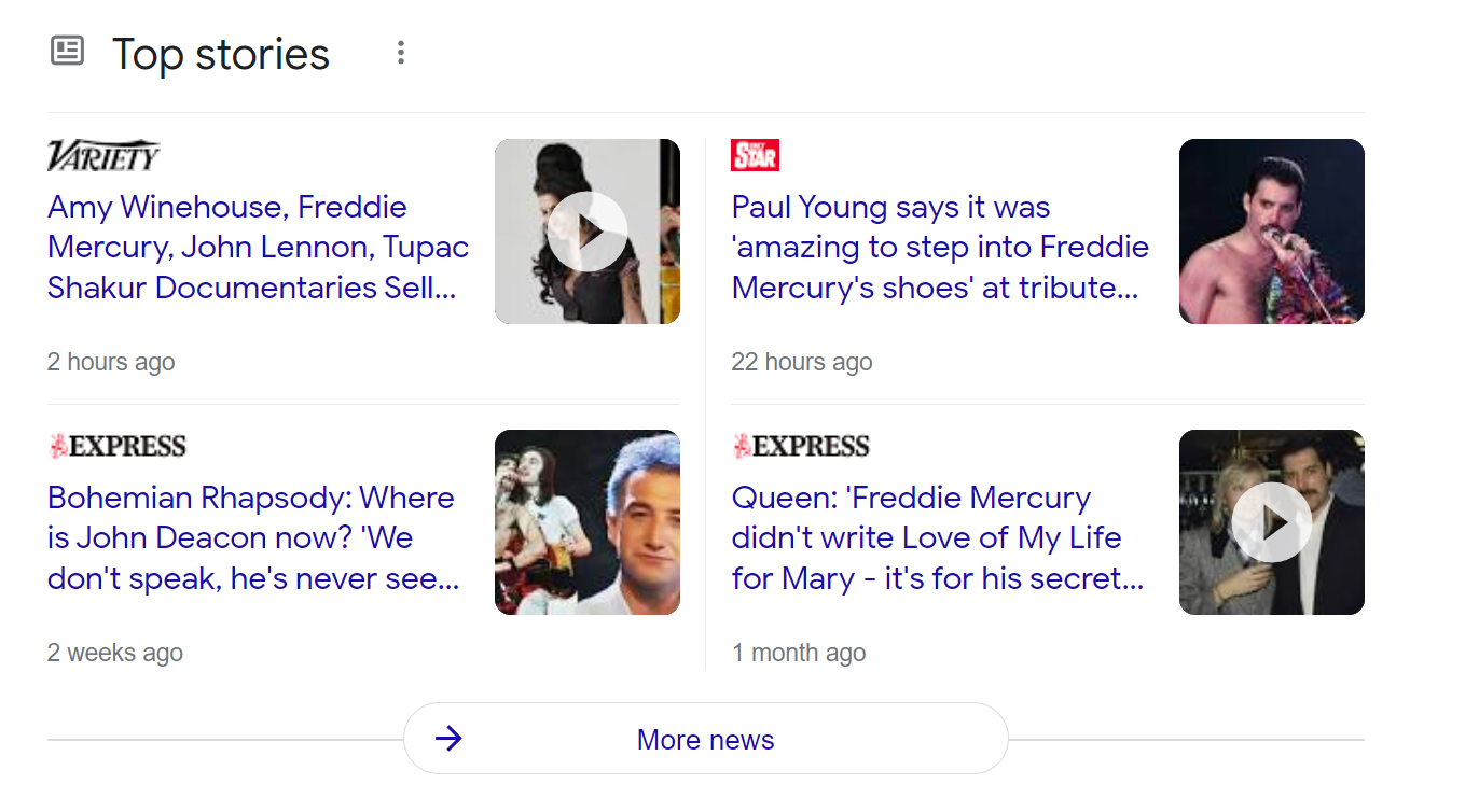 Top stories SERP example image